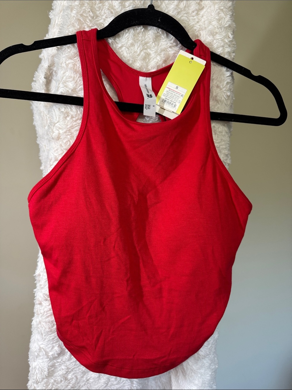 all in motion Bright Red Ribbed Racerback Crop Tank